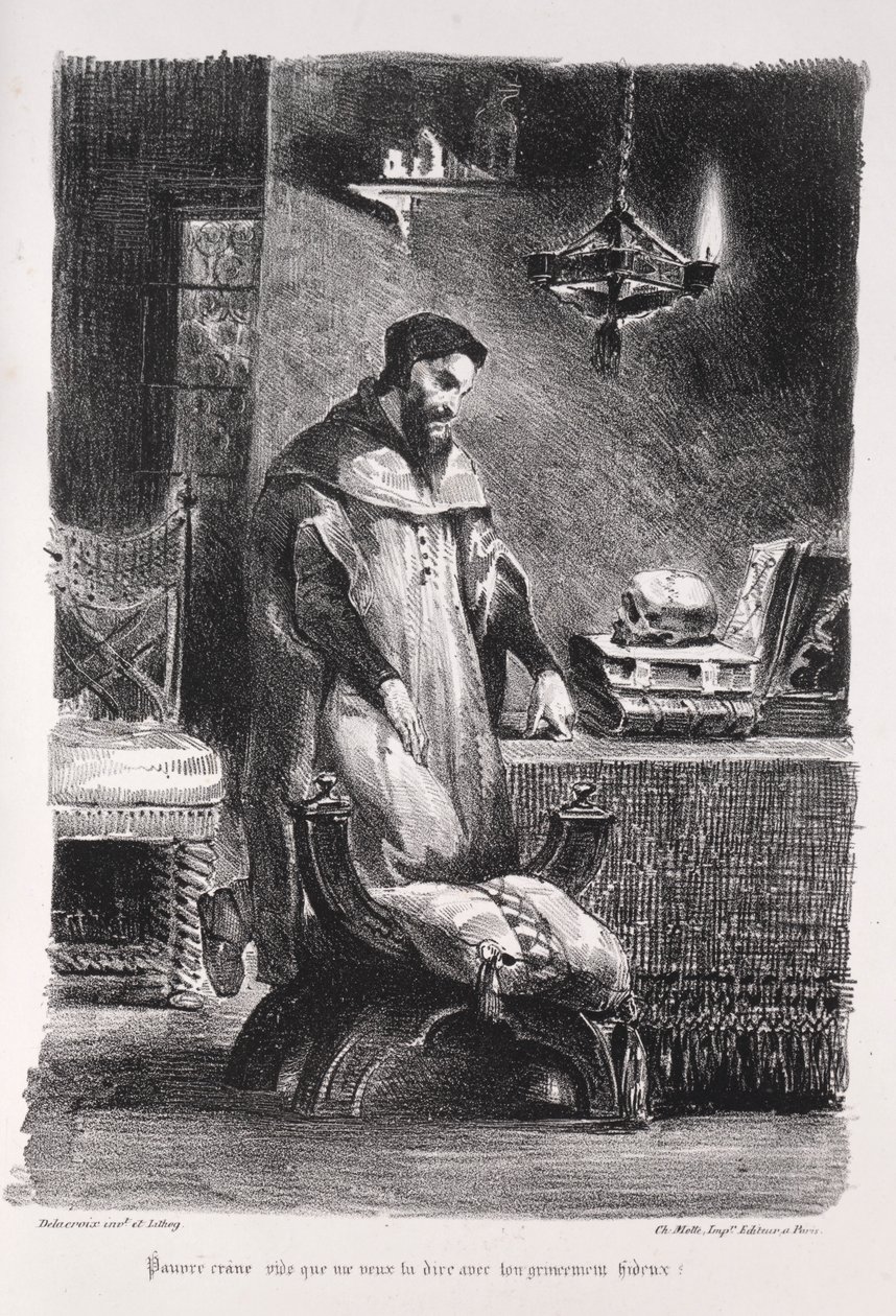 Illustrationer til Faust: Faust i hans omklædningsrum, 1828. af Ferdinand Victor Eugene Delacroix