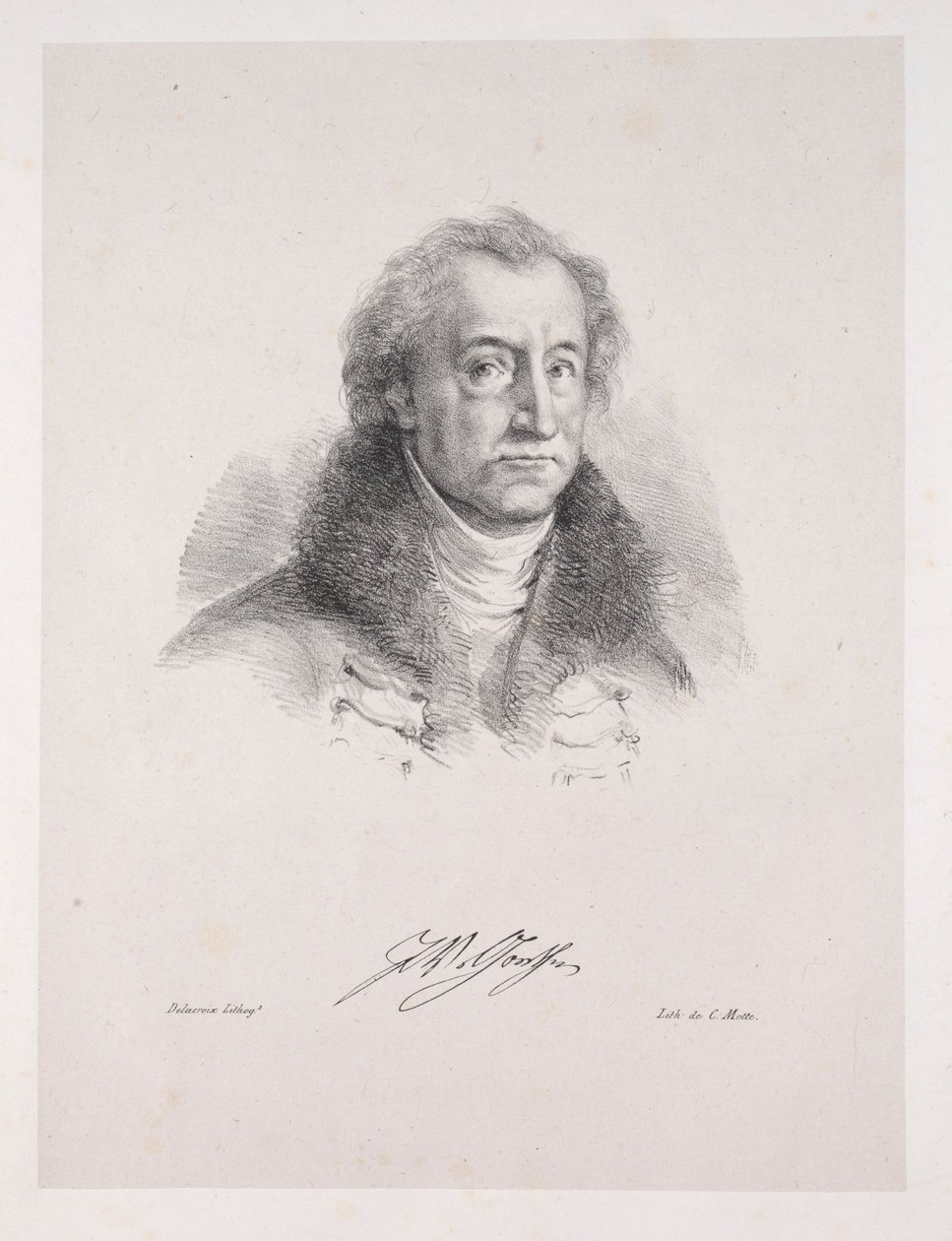 Illustrationer til Faust: Frontispice - Portræt af Johann Wolfgang von Goethe, 1828. af Ferdinand Victor Eugene Delacroix