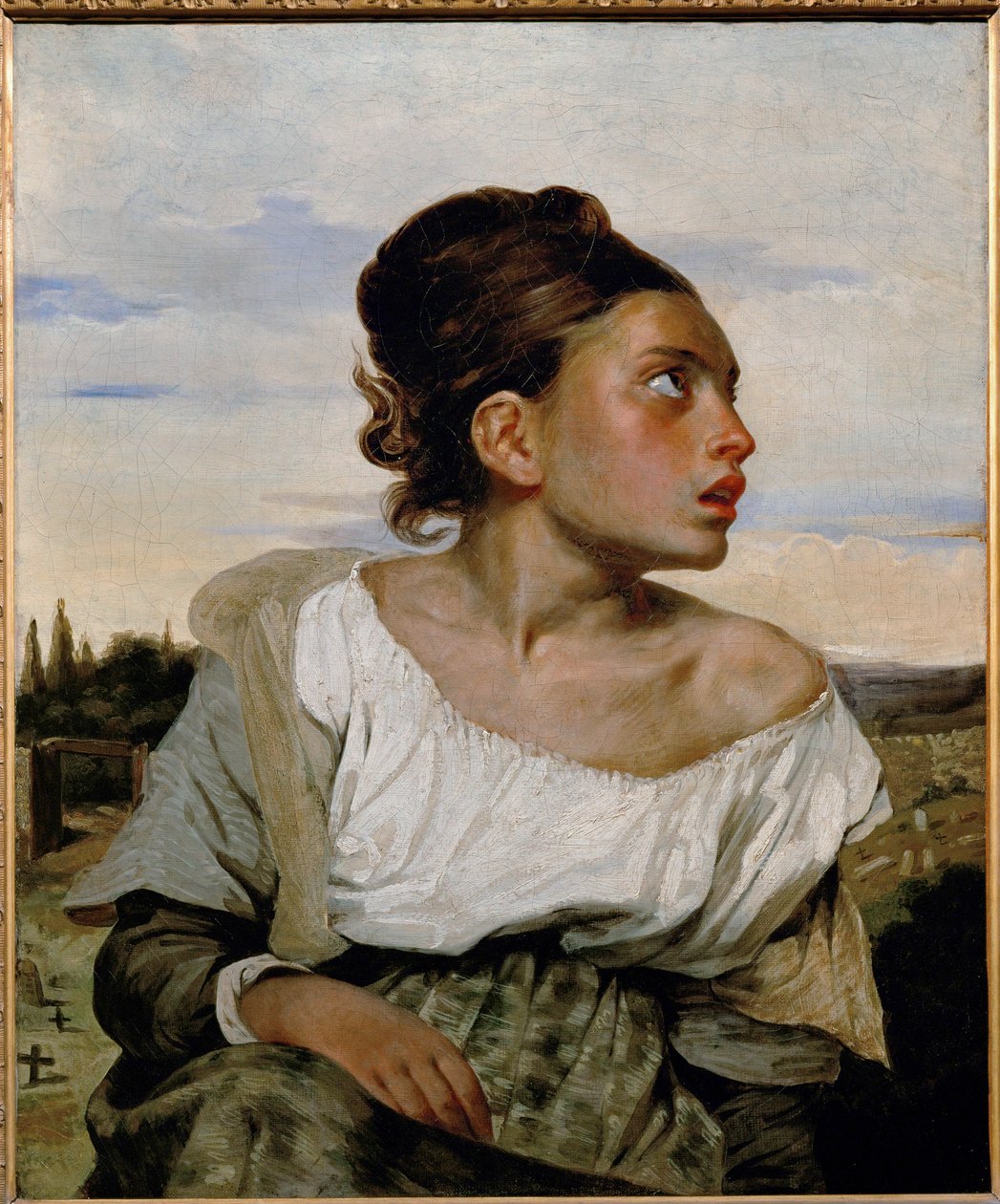 Jeune orpheline au cimetiere - ung forældreløs på kirkegården ... af Ferdinand Victor Eugene Delacroix
