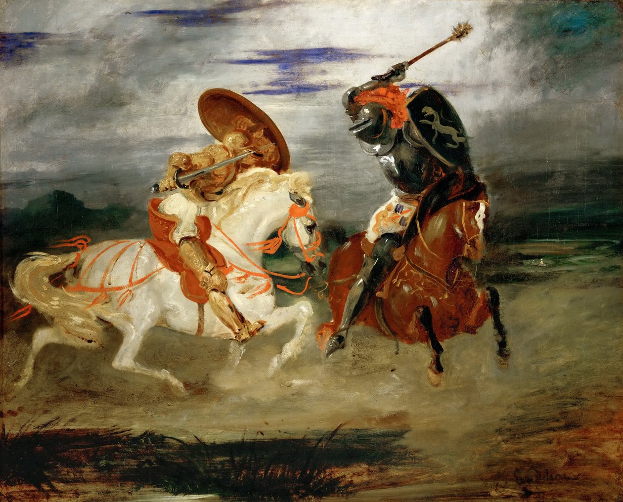 Riddere kæmper på landet af Ferdinand Victor Eugene Delacroix