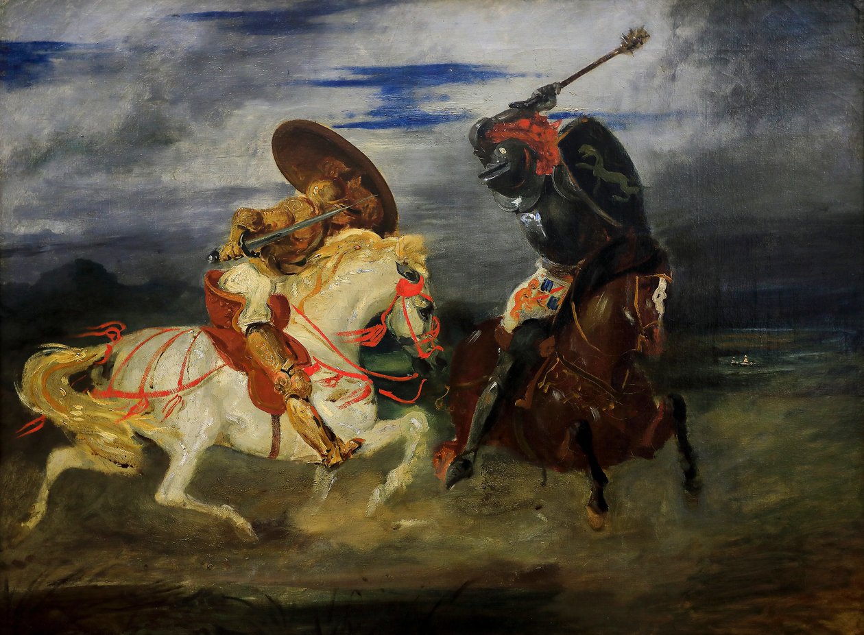 Riddere kæmper på landet af Ferdinand Victor Eugene Delacroix