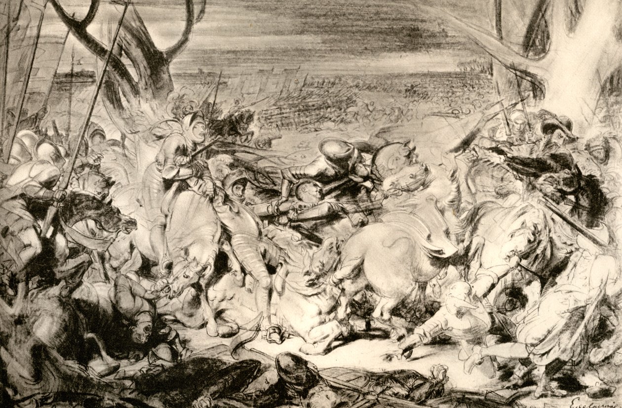 Slaget ved Dreux, 1913 af Ferdinand Victor Eugene Delacroix