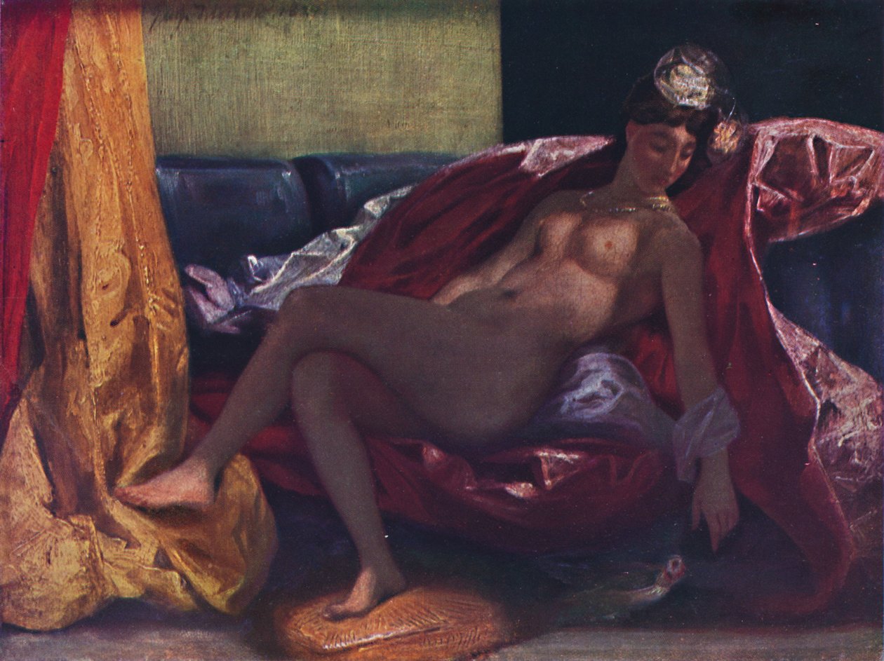 Kvinden med papegøjen, 1827, 1937 af Ferdinand Victor Eugene Delacroix