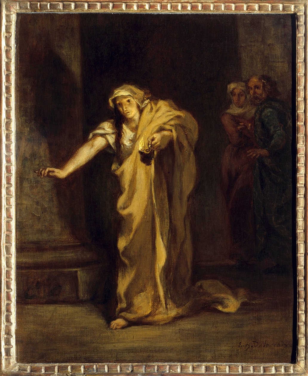 Lady Macbeth søvngænger Illustration af værket af samme navn af William Shakespeare (1564-1616). Maleri af Eugene Delacroix (1798-1863) 1850 søn. 0,40 x 0,32 m Fredericton. Beaverbrook kunstgalleri af Ferdinand Victor Eugene Delacroix