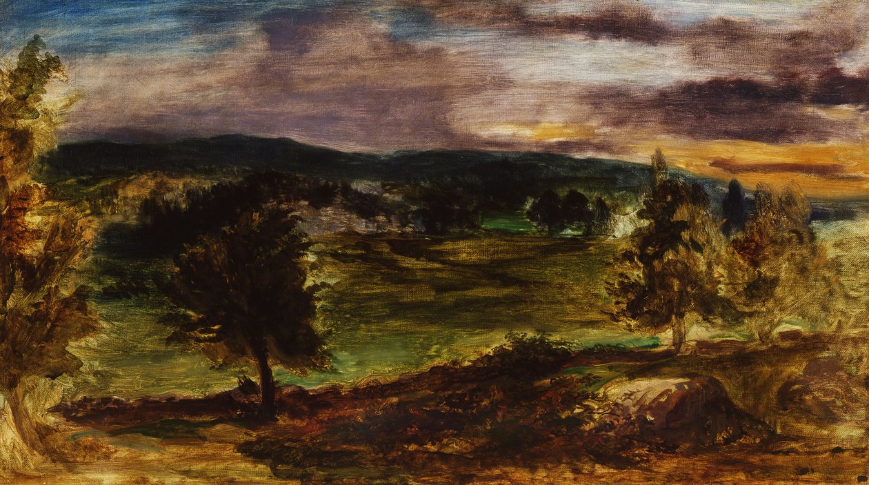 Landskab ved Champrosay , ca. 1849 (olie på lærred) af Ferdinand Victor Eugene Delacroix