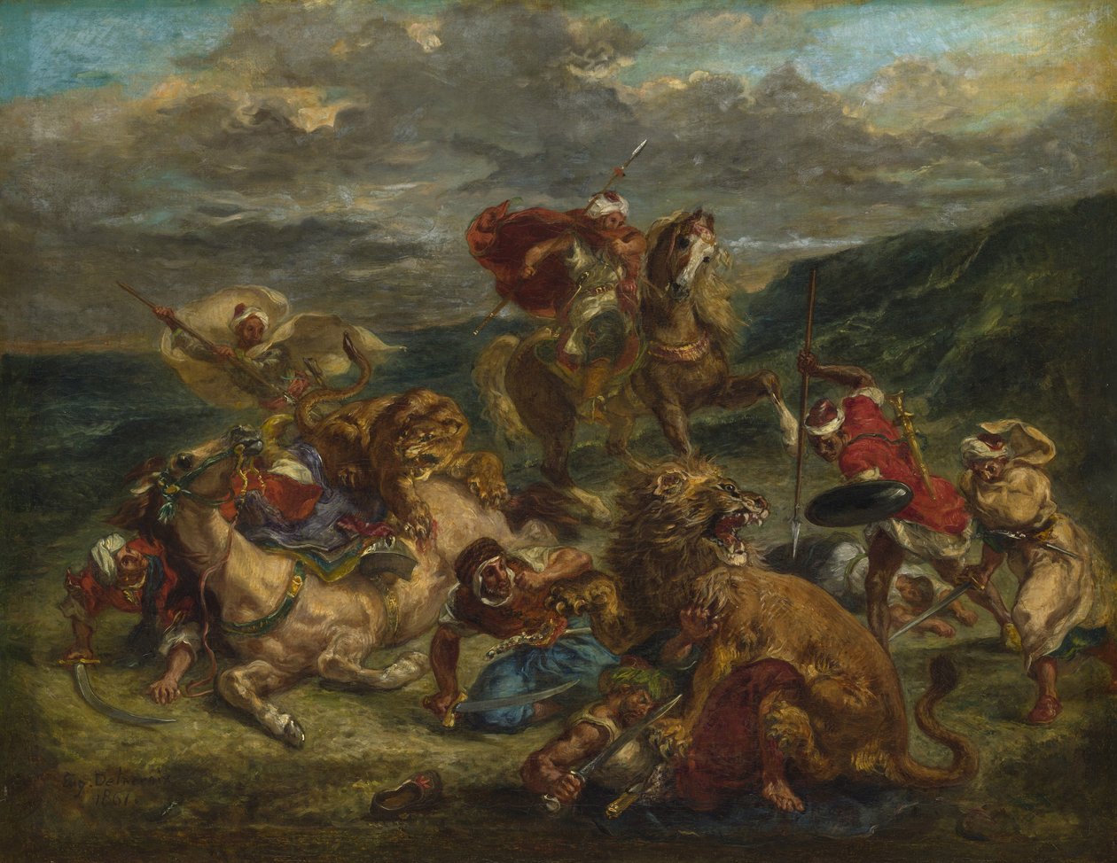 Løvejagt, 1860-61 af Ferdinand Victor Eugene Delacroix