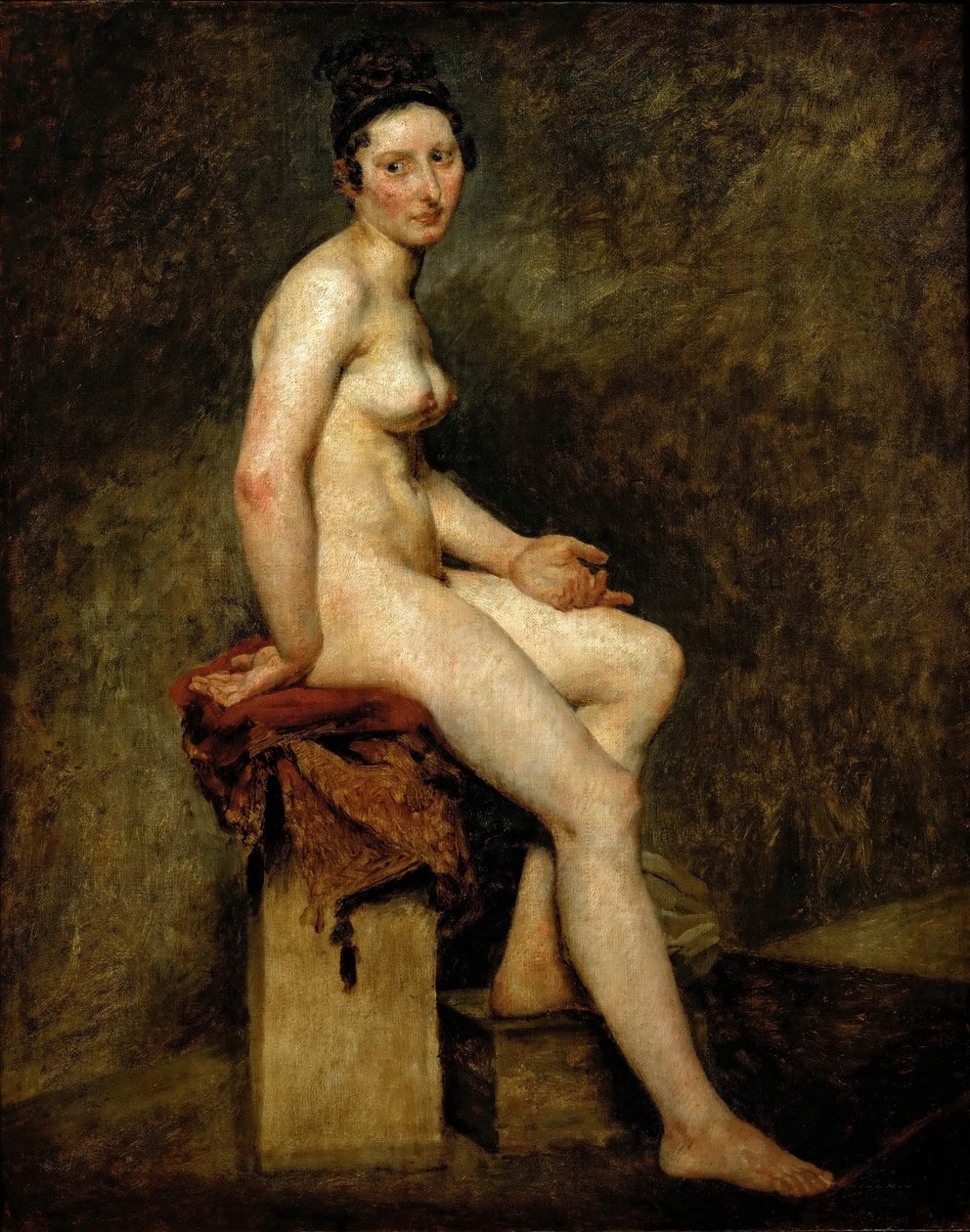 Mademoiselle Rose siddende nøgen af Ferdinand Victor Eugene Delacroix