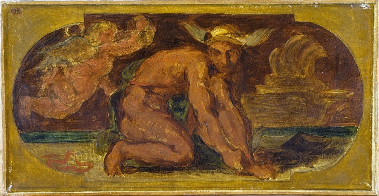 Mercure: Skitse til Salon de la Paix på Hôtel de Ville, Paris, mellem 1849 og 1852 (olie på lærred) af Ferdinand Victor Eugene Delacroix