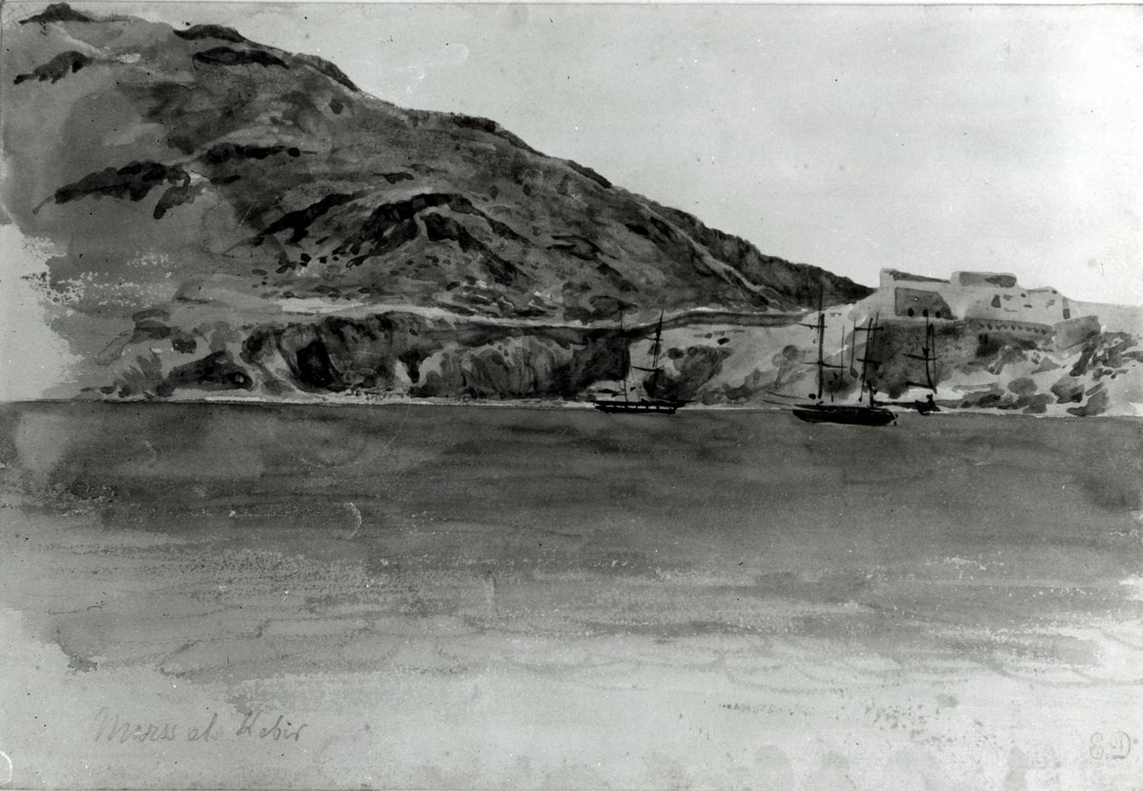 Mers El-Kebir, Algeriet (wc på papir) (bw foto) af Ferdinand Victor Eugene Delacroix