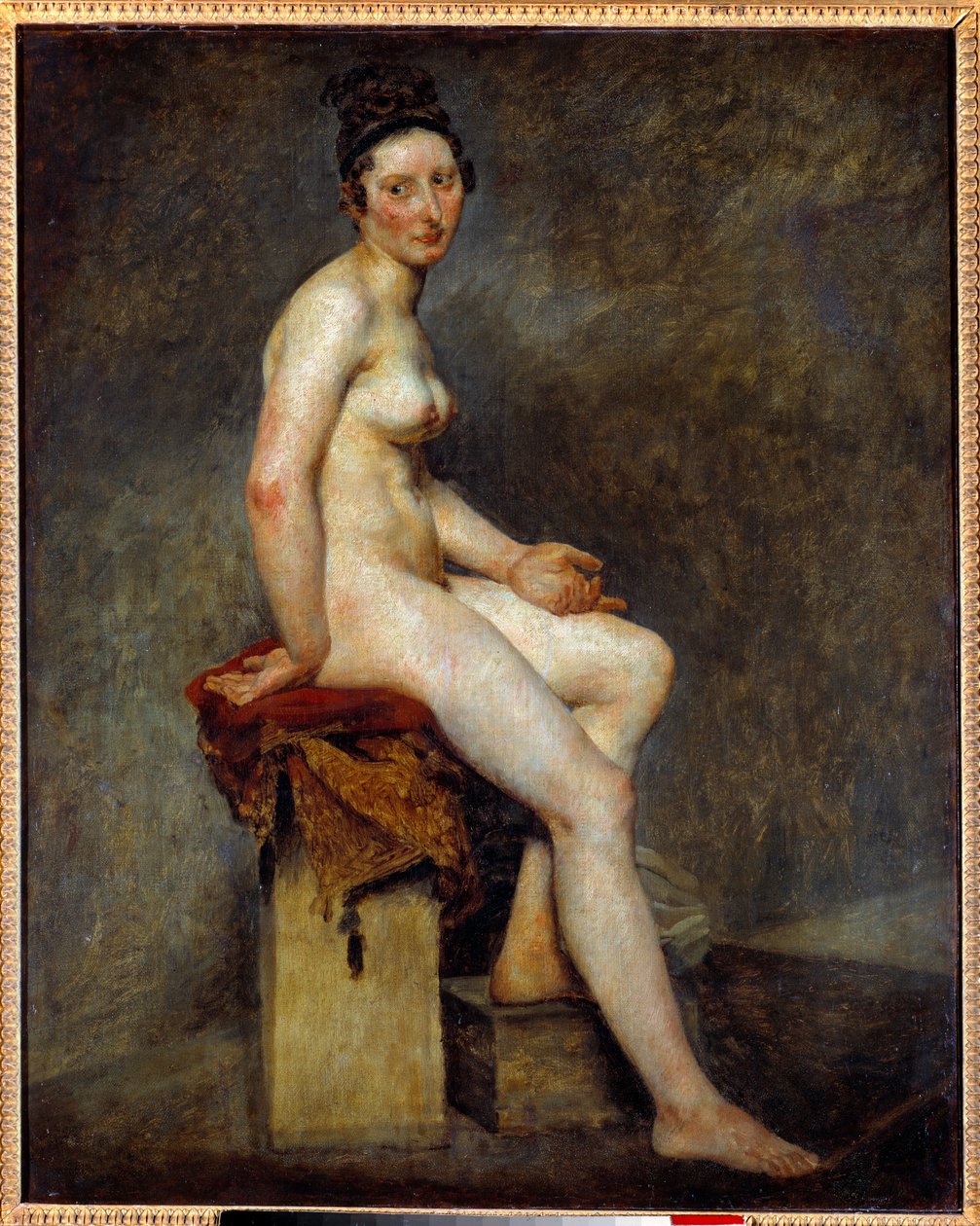 Sidder nøgen siger frøken Rose. Maleri af Eugene Delacroix (1798-1863) af Ferdinand Victor Eugene Delacroix