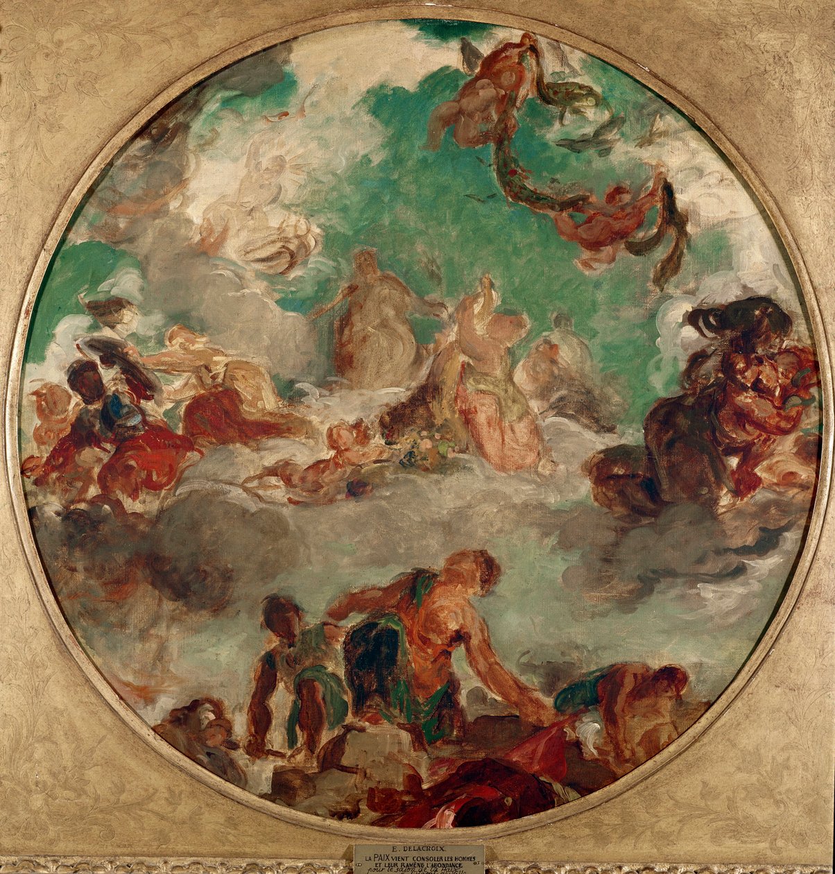 Fred kom for at trøste mænd og bringe overflod tilbage Maleri af Eugene Delacroix (1798-1863) 1849-1854 Diam. 78 cm Paris, Musee Carnavalet af Ferdinand Victor Eugene Delacroix