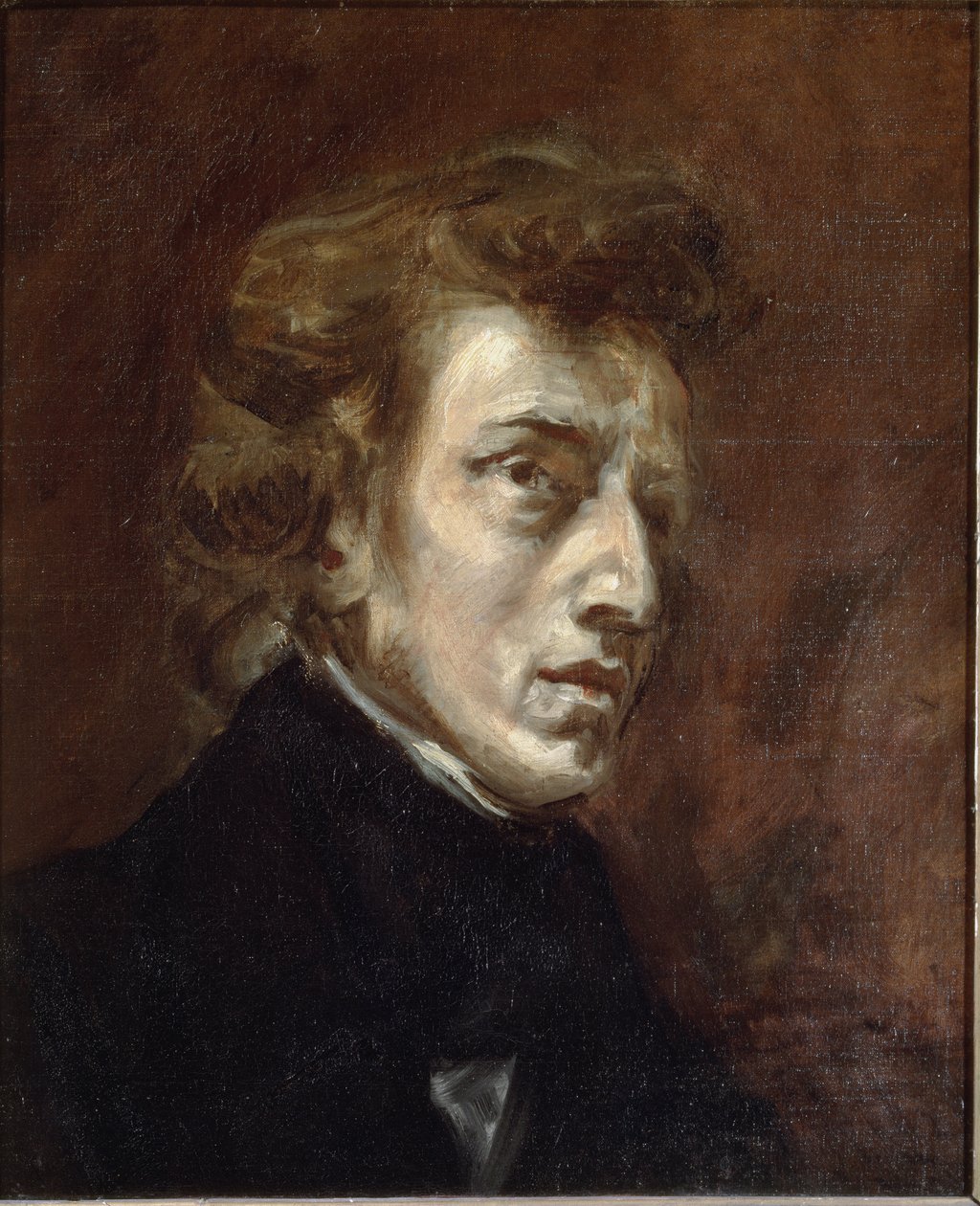 Portræt af Frederic Chopin af Ferdinand Victor Eugene Delacroix