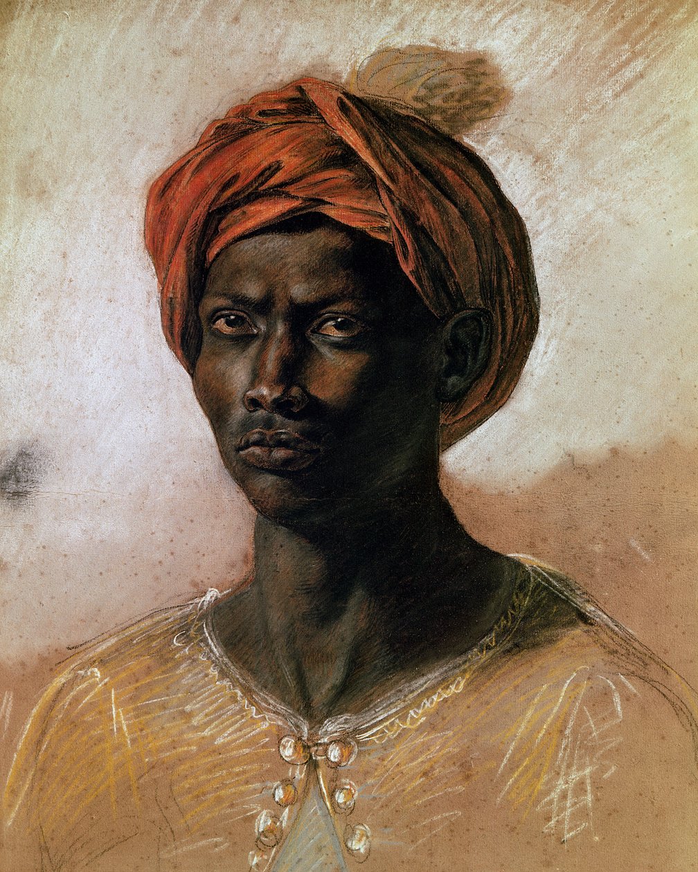 Portræt af en tyrker i en turban, ca. 1826 (pastel på papir) af Ferdinand Victor Eugene Delacroix