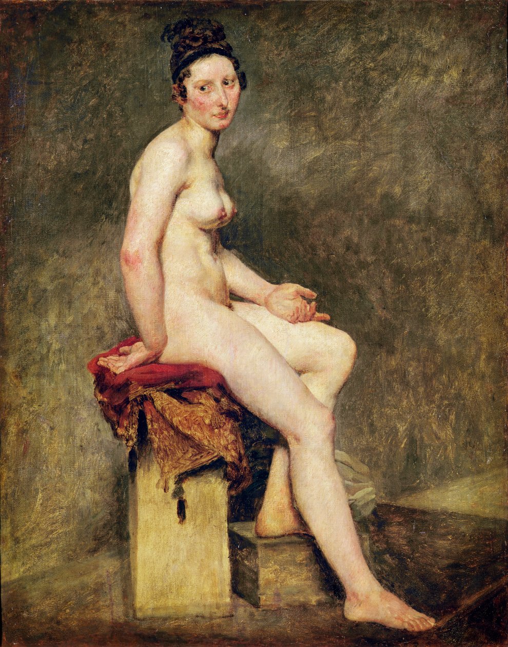 Siddende nøgen, Mademoiselle Rose (olie på lærred) af Ferdinand Victor Eugene Delacroix