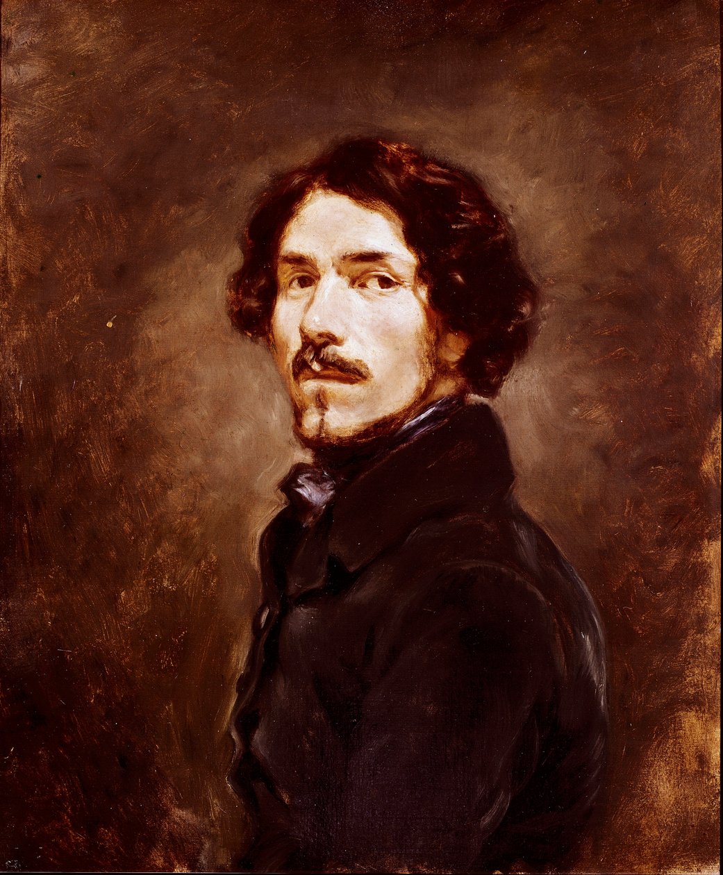 Selvportræt i en alder af 44 Maleri af Eugene Delacroix (1798-1863) 1842 omkring Firenze, Galleria degli Uffizi (Kontorer) af Ferdinand Victor Eugene Delacroix