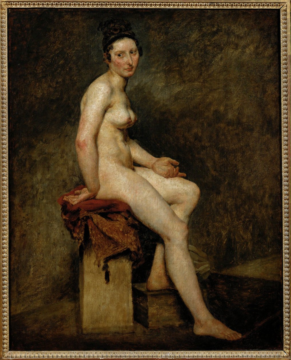 Siddende nøgen, også kaldet Mlle ... af Ferdinand Victor Eugene Delacroix