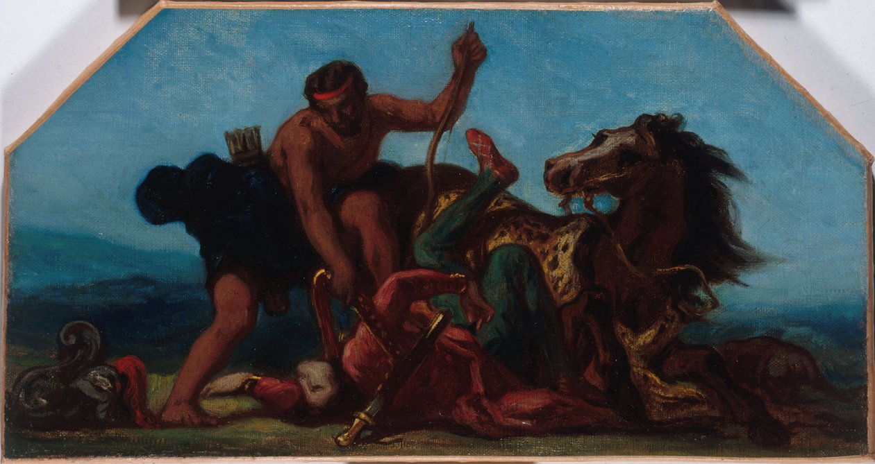 Skitse til Salon de la Paix på rådhuset i Paris: Herkules besejrer Hippolyta, amazonernes dronning, mellem 1849 og 1852 (olie på lærred) af Ferdinand Victor Eugene Delacroix
