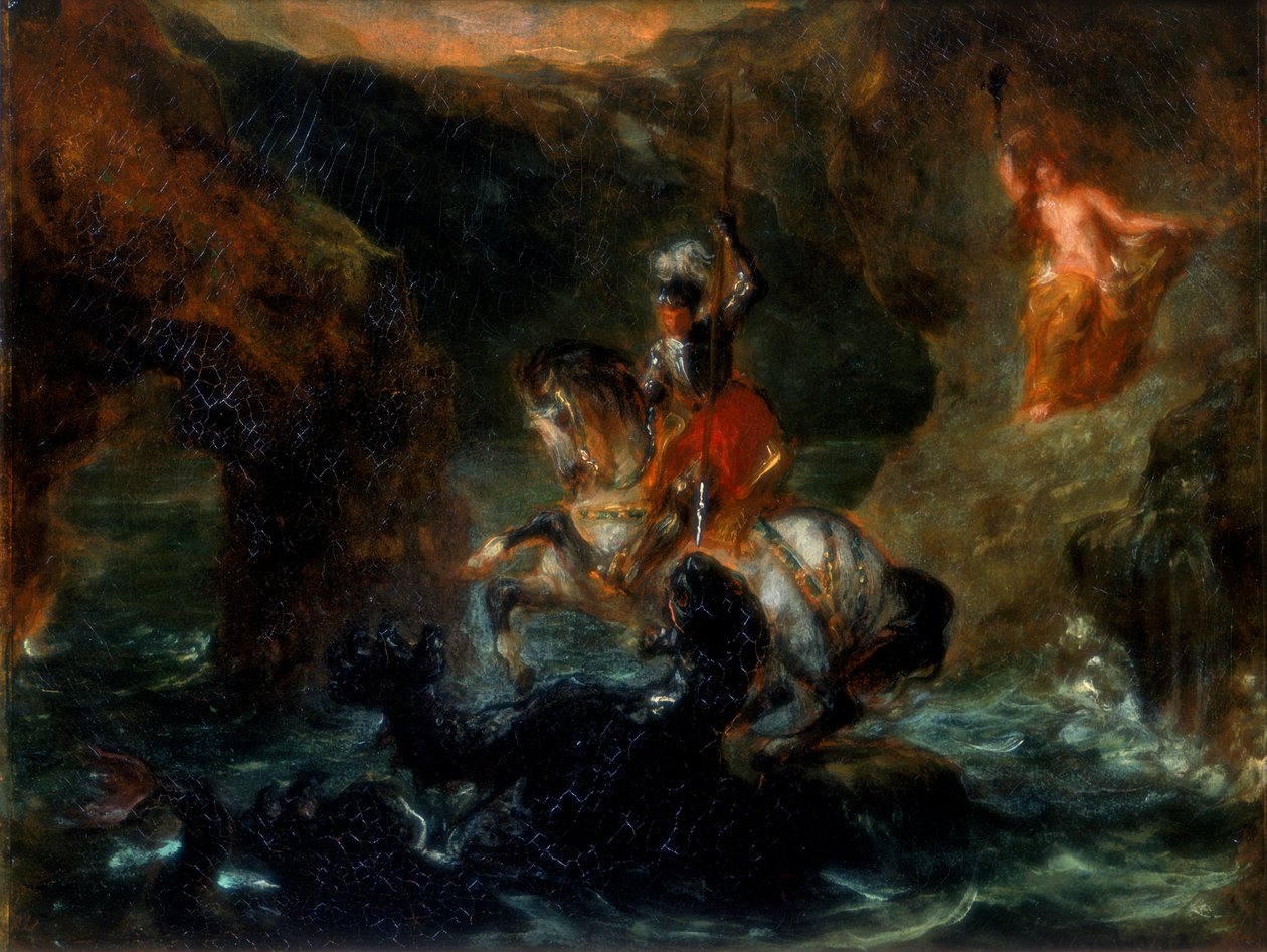St. George, der kæmper mod dragen eller Perseus, der leverer Andromeda, 1847 af Ferdinand Victor Eugene Delacroix