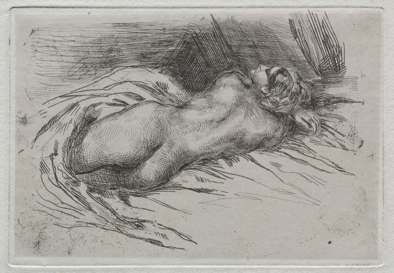 Studie af en kvinde set fra ryggen, 1833. af Ferdinand Victor Eugene Delacroix