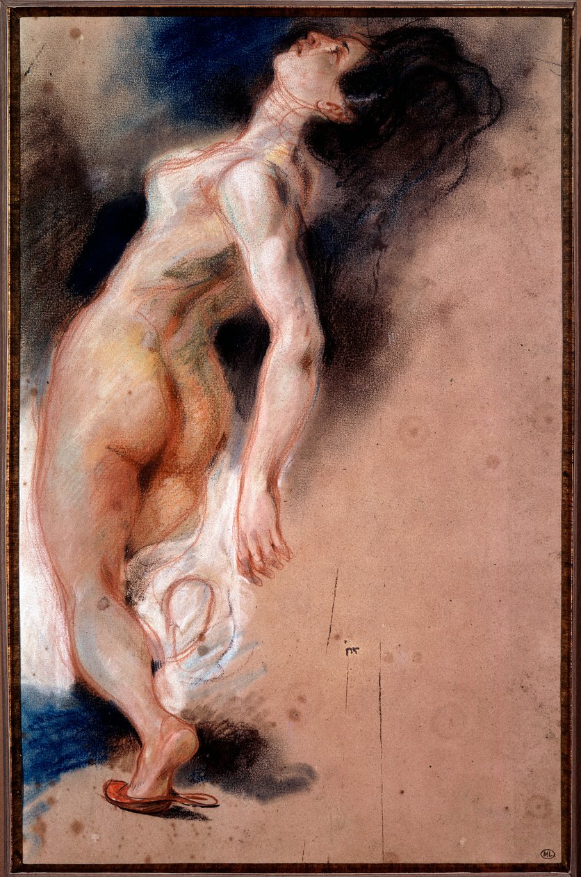 Studie af en nøgen kvinde væltet tilbage; studie af en slaveslave til "The Death of Sardanapale" af Ferdinand Victor Eugene Delacroix