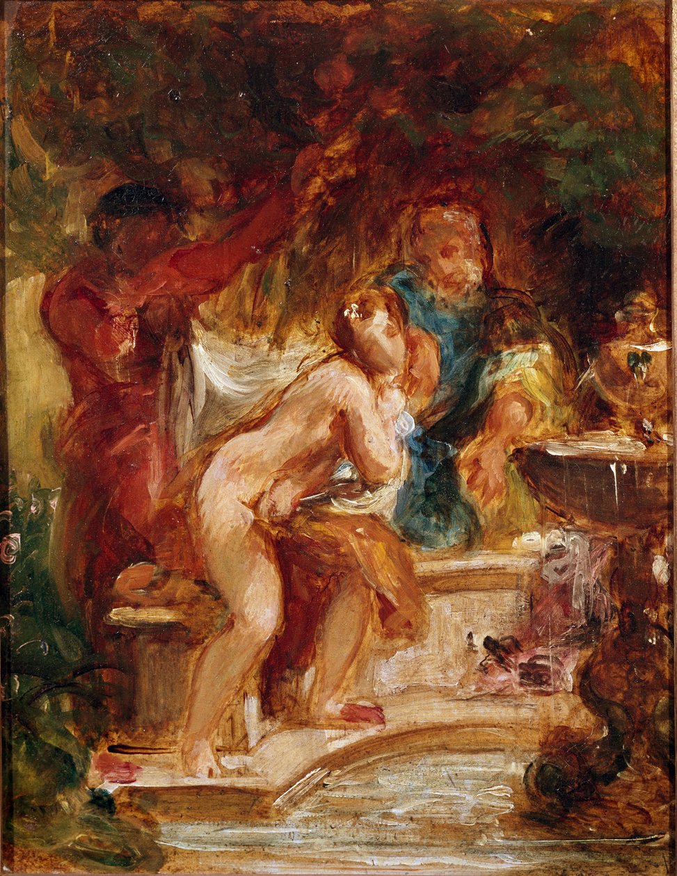 Suzanne i badet. Maleri af Eugene Delacroix (1798-1863) af Ferdinand Victor Eugene Delacroix