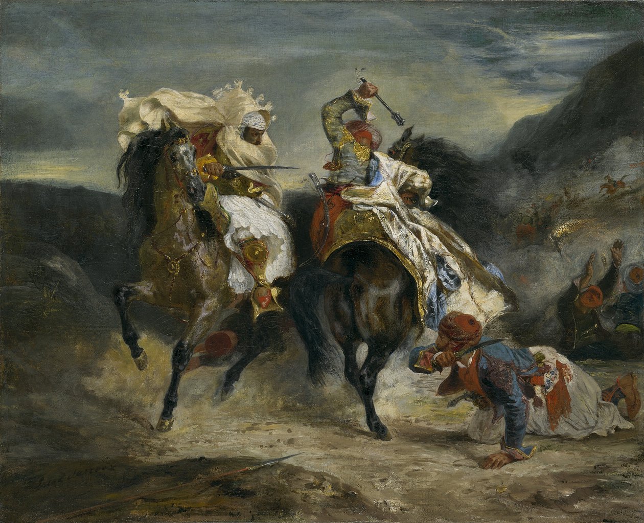 Kampen mellem Giaour og Hassan, 1826 af Ferdinand Victor Eugene Delacroix