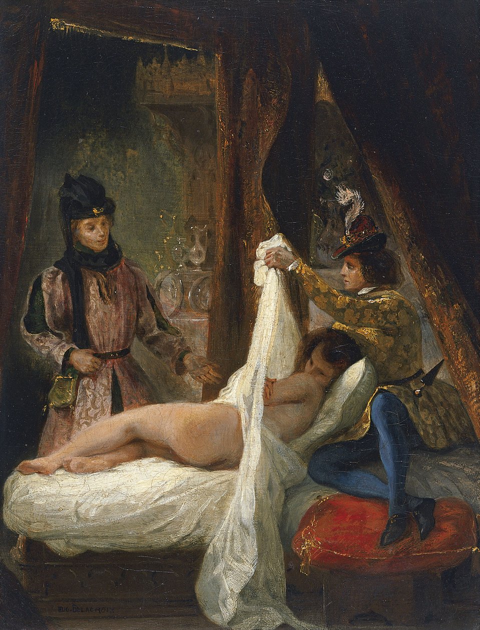 Hertugen af Orléans viser sin elsker, ca. 1826 af Ferdinand Victor Eugene Delacroix