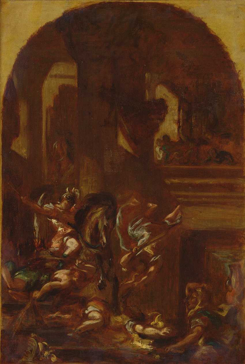 Uddrivelsen af Heliodorus fra templet, ca. 1857 af Ferdinand Victor Eugene Delacroix