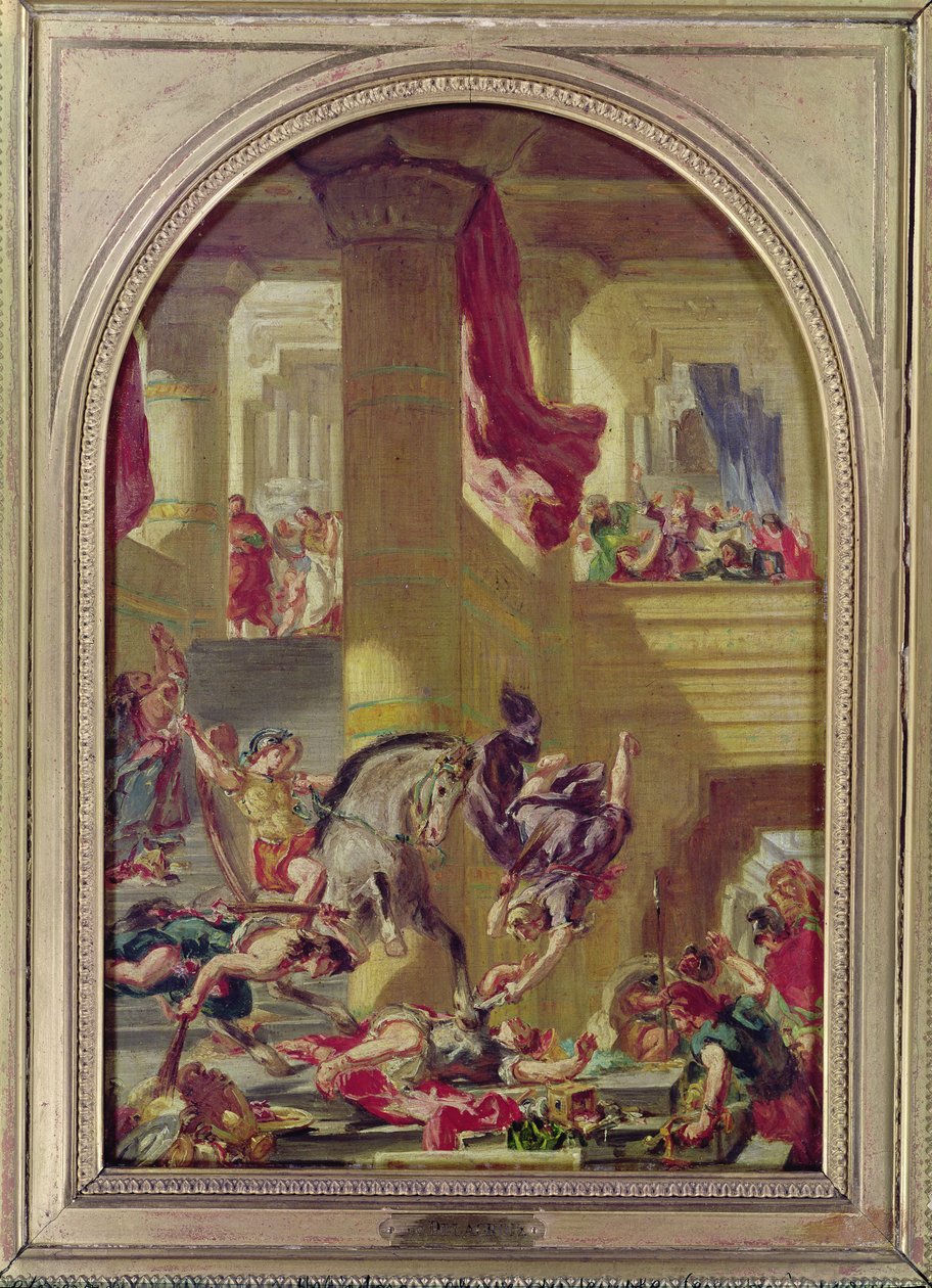 Uddrivelsen af Heliodorus fra templet, ca. 1857 af Ferdinand Victor Eugene Delacroix