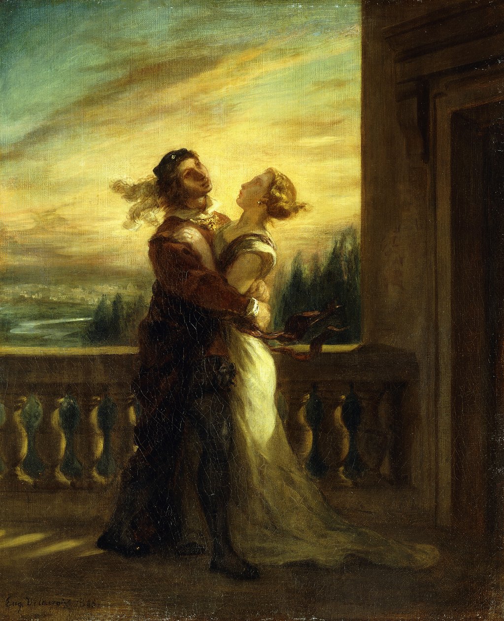 Romeo og Julies farvel; Les Adieux de Romeo et Juliette, 1845 af Ferdinand Victor Eugene Delacroix