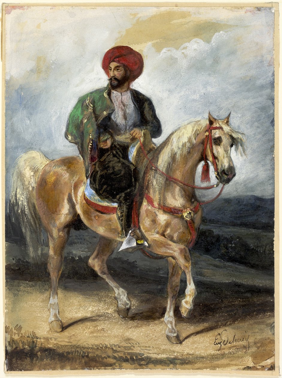 Den tyrkiske rytter, ca. 1834 (gouache og akvarel på papir) af Ferdinand Victor Eugene Delacroix