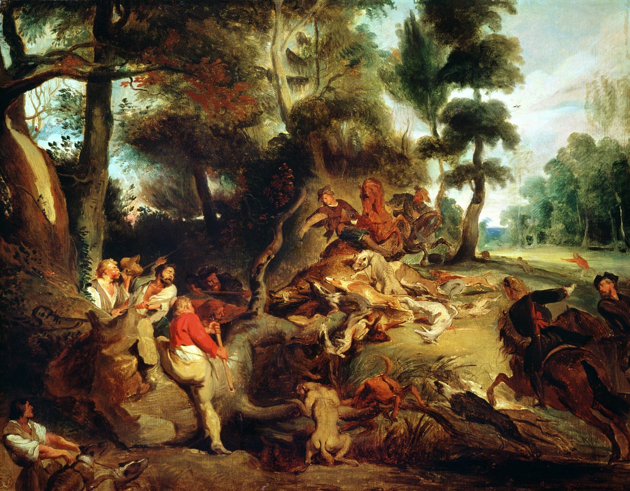 Vildsvinejagten, efter et maleri af Rubens, c.1840-50 af Ferdinand Victor Eugene Delacroix