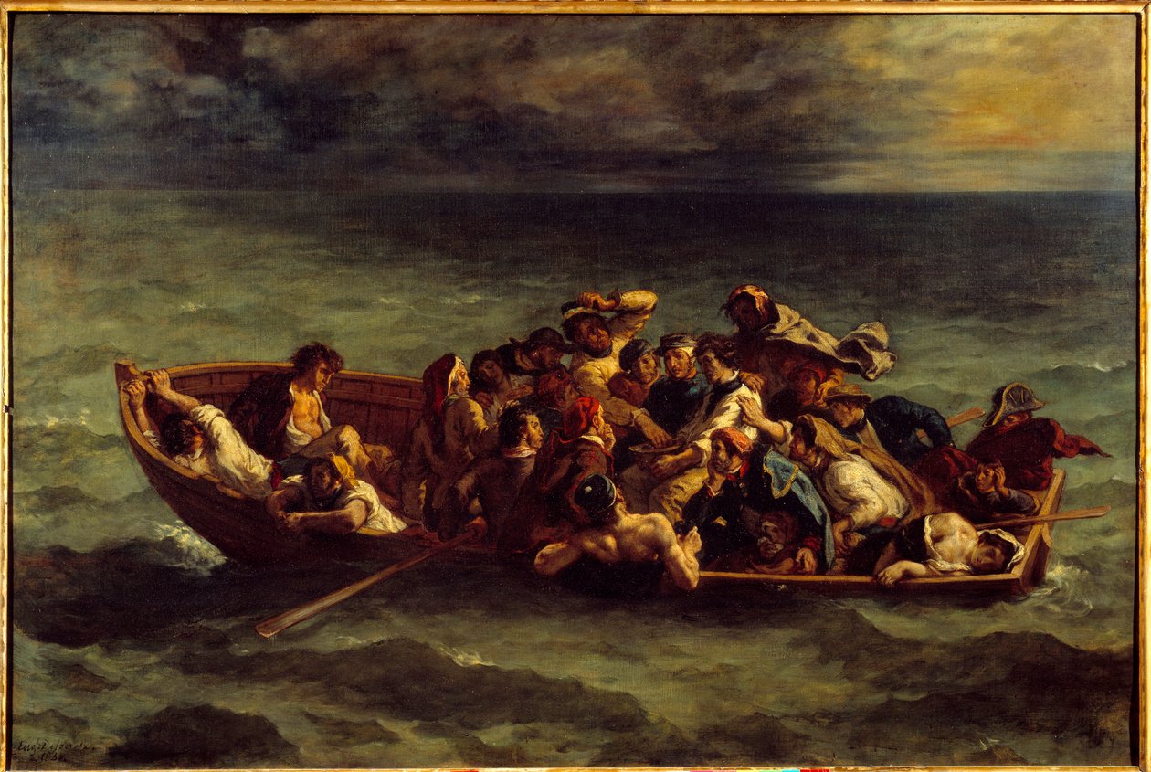 Forliset af "Don Juan". Illustration af bogen af George Gordon Byron kaldet Lord Byron (1788-1824) "Don Juan", sang II. Maleri af Eugene Delacroix (1798-1863) af Ferdinand Victor Eugene Delacroix
