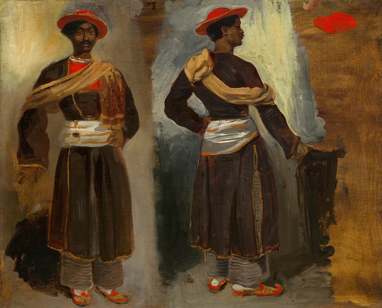 To studier af en stående indianer fra Calcutta, ca. 1823-24 (olie på lærred) af Ferdinand Victor Eugene Delacroix