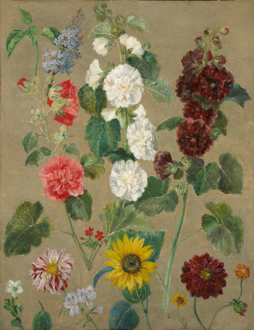 Uden titel (Blomster) (olie om bord) af Ferdinand Victor Eugene Delacroix