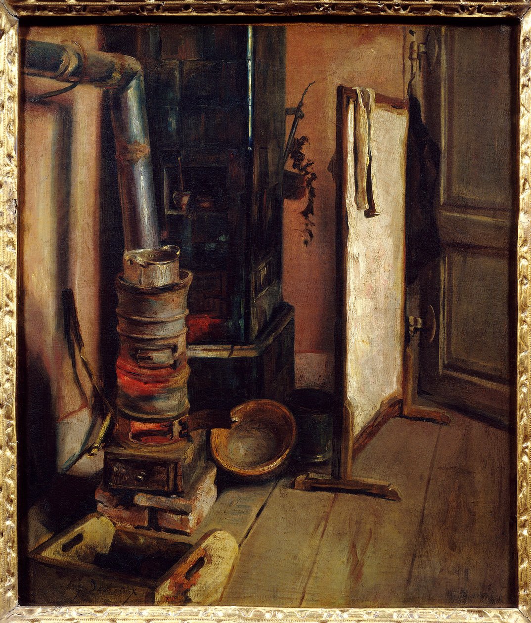 Værkstedshjørne, malerovnen af Eugene Delacroix (1798-1863). 19. århundrede søn. 0,51 x 0,44 m. Paris. Louvre-museet af Ferdinand Victor Eugene Delacroix