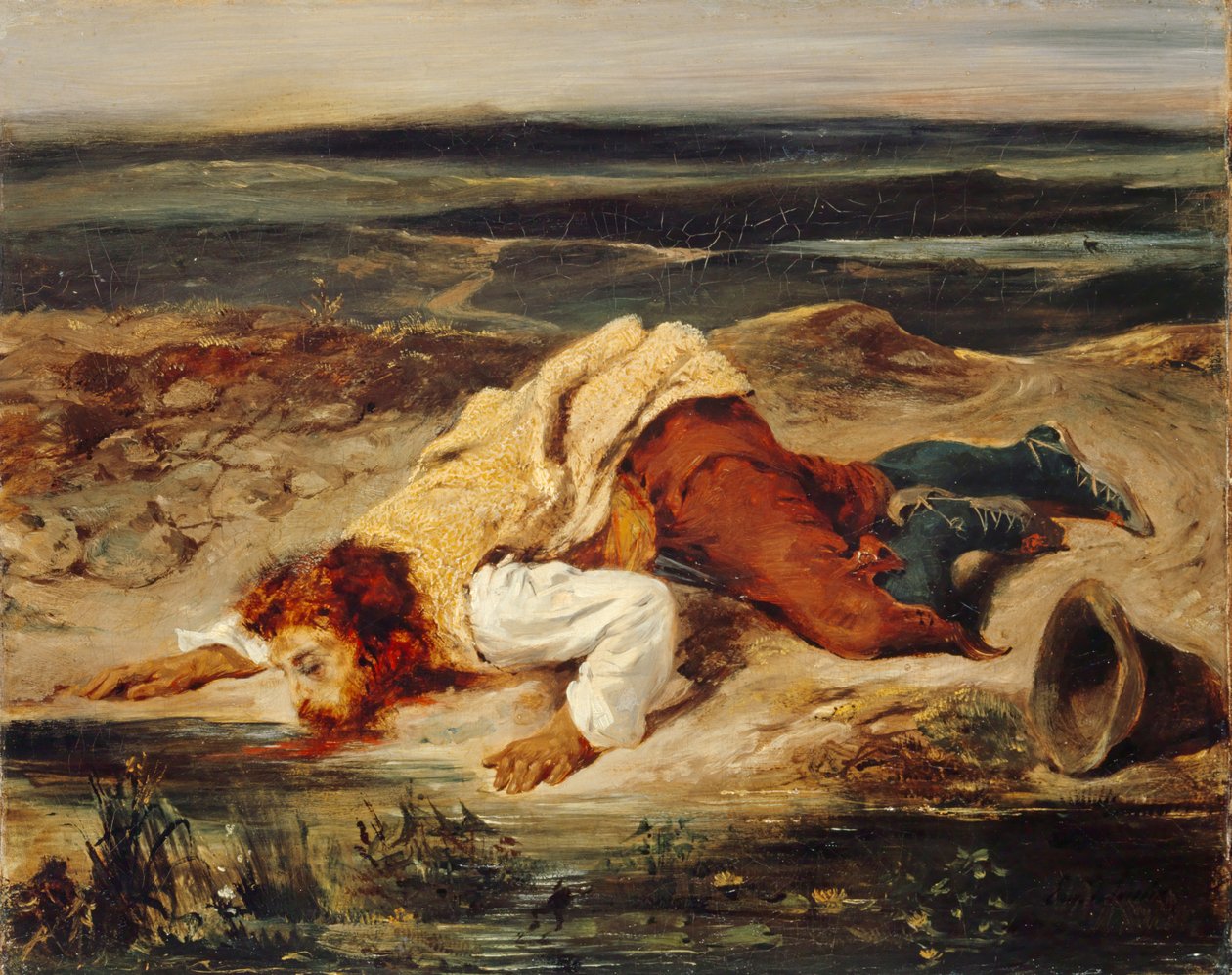 Såret Brigand (romersk hyrde), c.1825 af Ferdinand Victor Eugene Delacroix