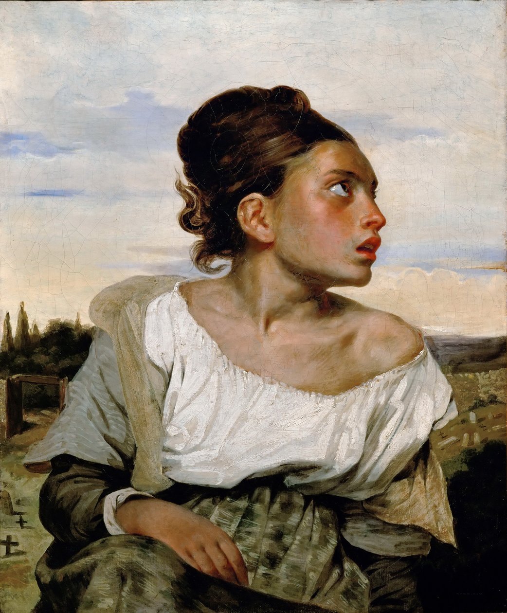 Ung forældreløs pige på kirkegården af Ferdinand Victor Eugene Delacroix