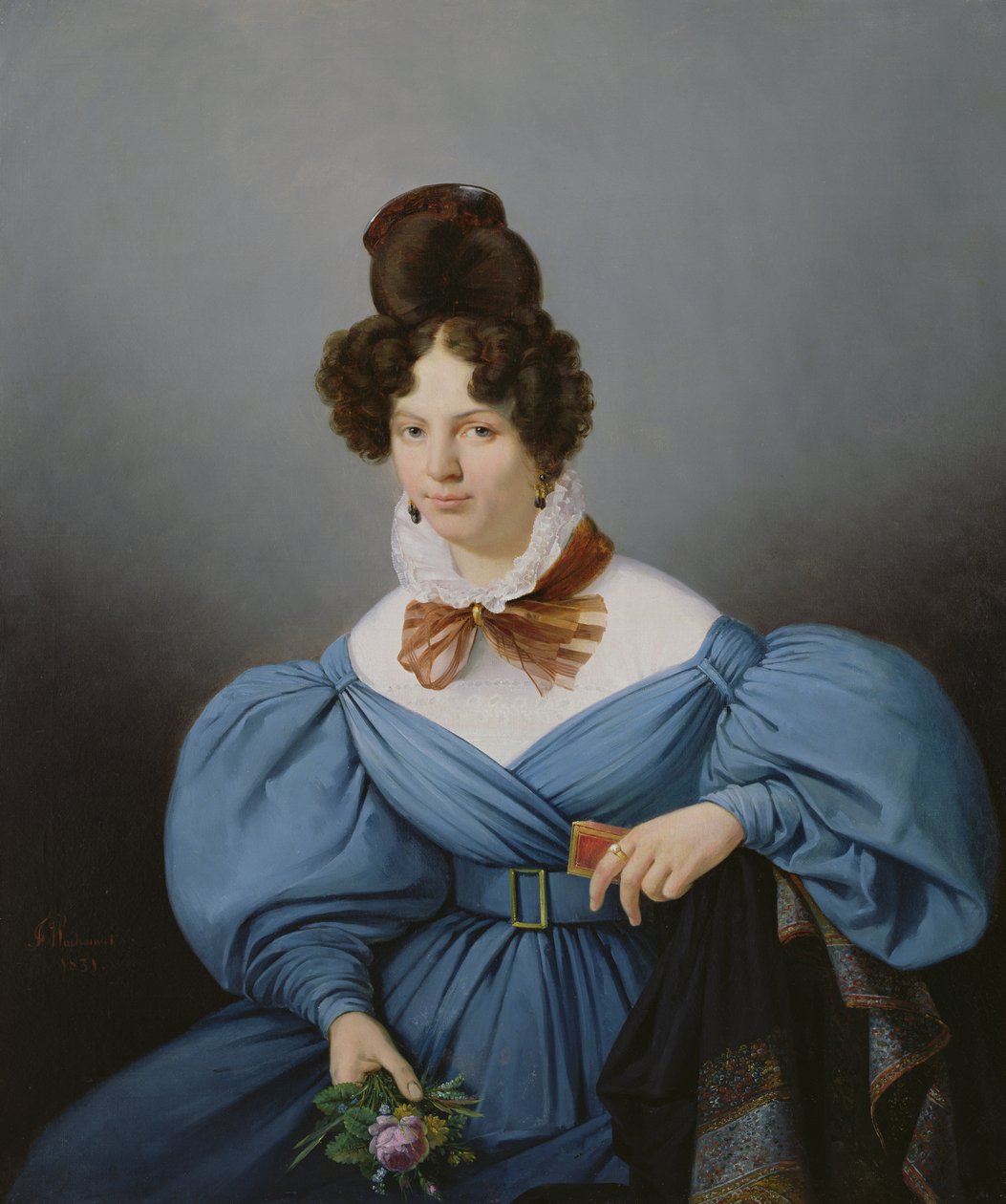 Portræt af en dame, ca. 1830 af Ferdinand Wachsmuth