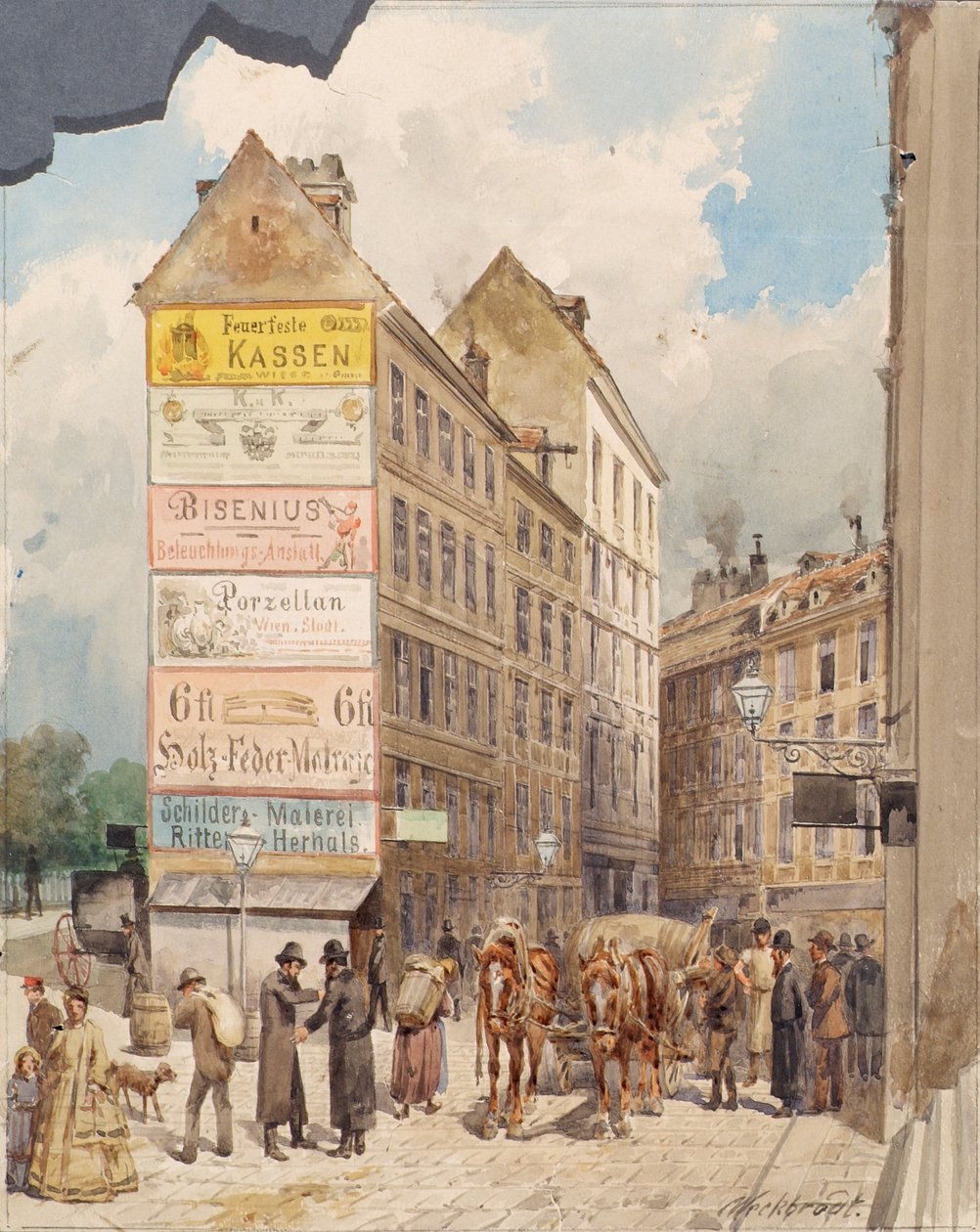 Kohlmessergasse og Salzgries ved Ruprechtsstiege af Ferdinand Weckbrodt