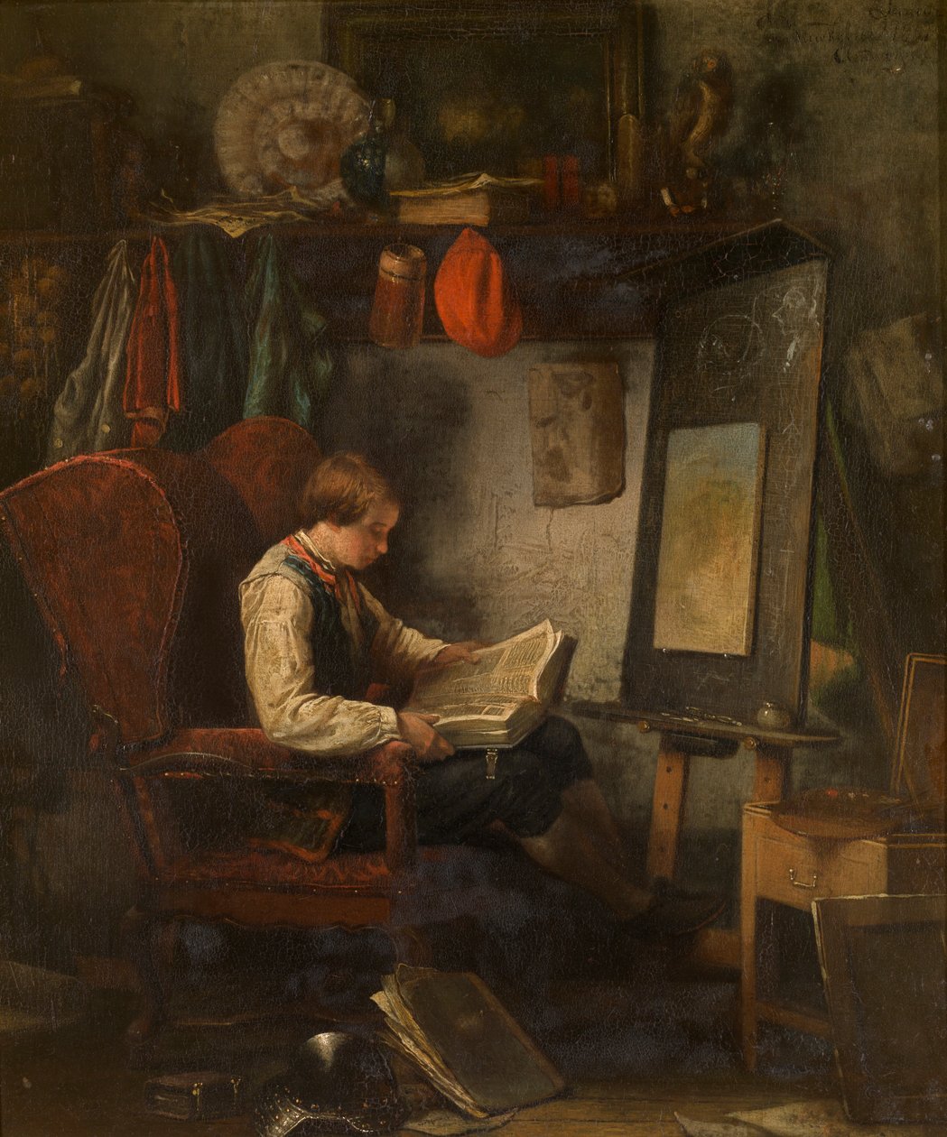 Ung kunstner i et studie (olie på panel) af Ferdinand de Braekeleer
