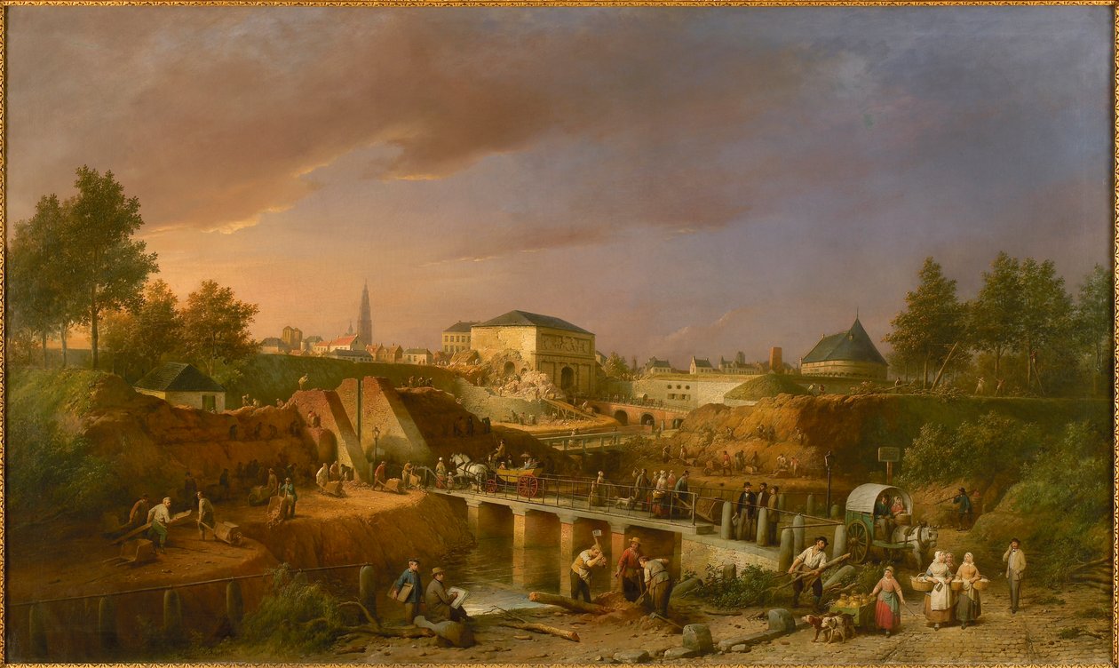 Nedrivning af Sint-Jorispoort The Gate of Saint George i 1866, 1869. af Ferdinand de Braekeleer the Elder
