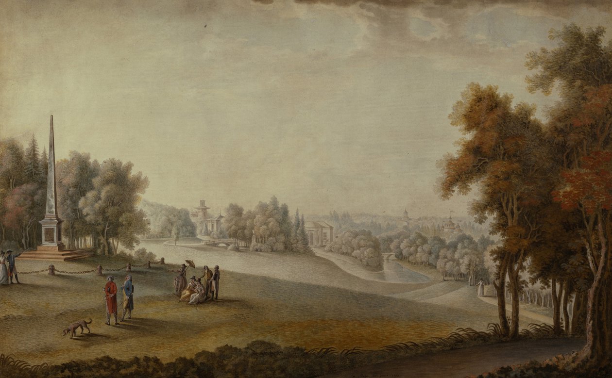 Udsigt over parken i Tsarskoye Selo, 1793 af Ferdinand de Meys