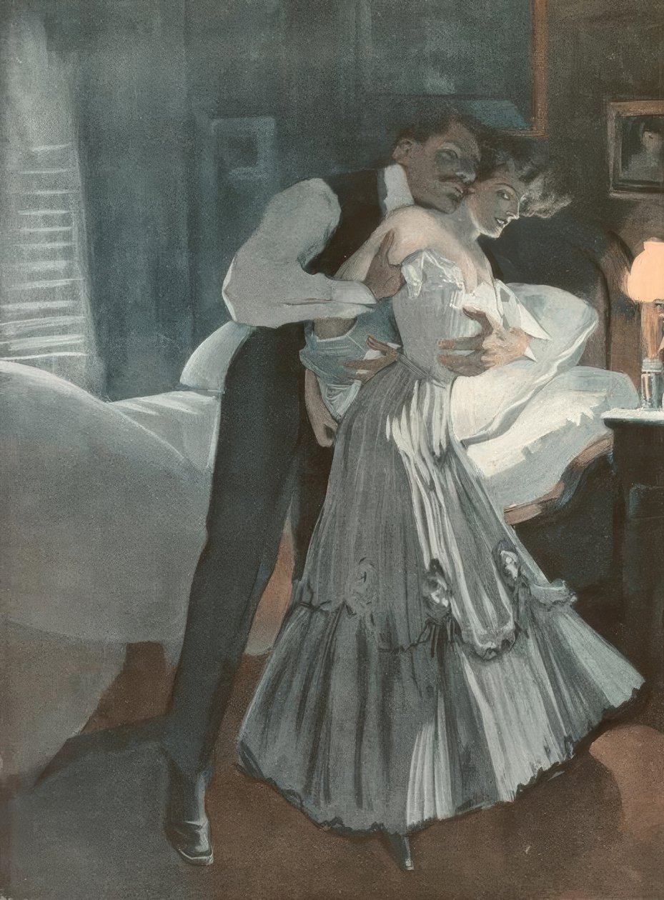 Lad mig hurtigt dække buret, Hansi ser på. af Ferdinand von Reznicek
