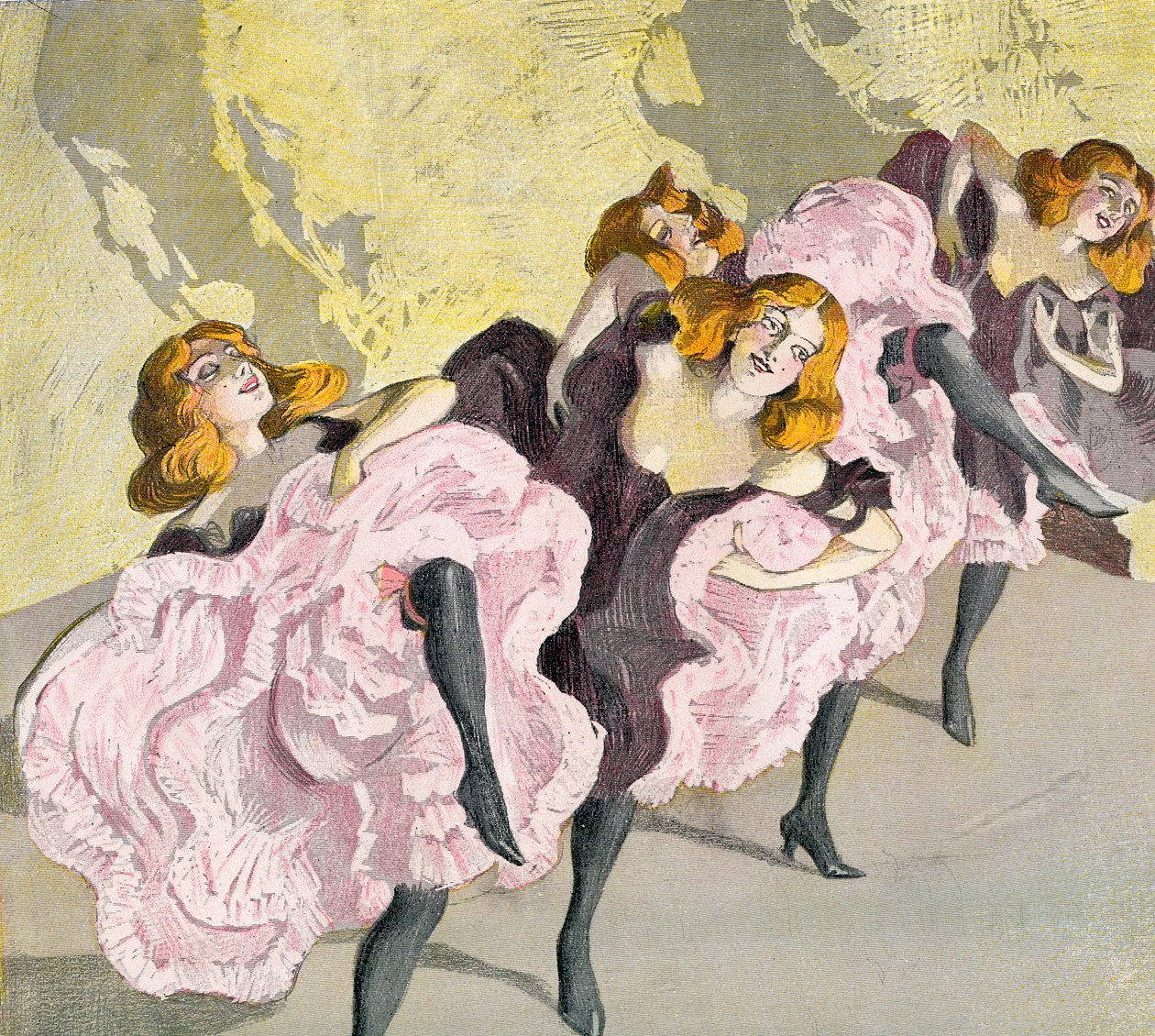 Cancan, efter Ferdinand Von Reznicek c.1906. Fra Illustreret moralhistorie fra middelalderen til nutiden af ​​Eduard Fuchs, udgivet 1909. af Ferdinand von Reznicek