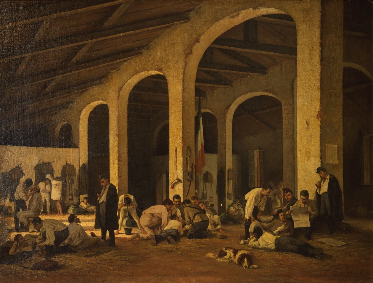 Frivillige toscanske kunstnere på kasernen i Modena af Ferdinando Buonamici