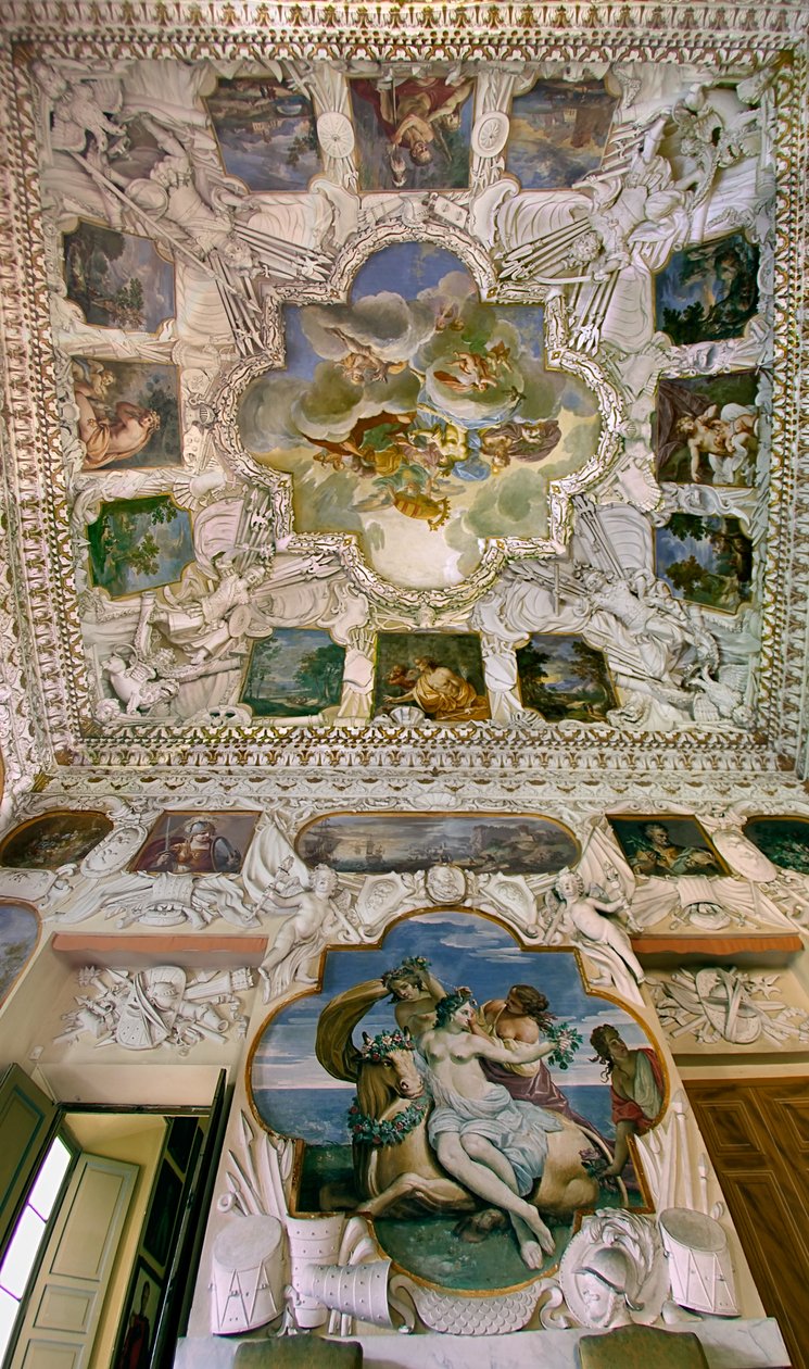 Udsigt over Sala degli Stucchi af Ferdinando Galli and Bibiena Francesco Galli Bibiena