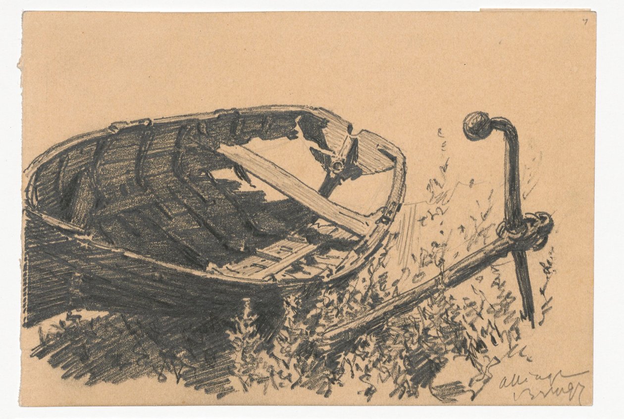 Hullet båd og anker på bredden af Ferdynand Ruszczyc