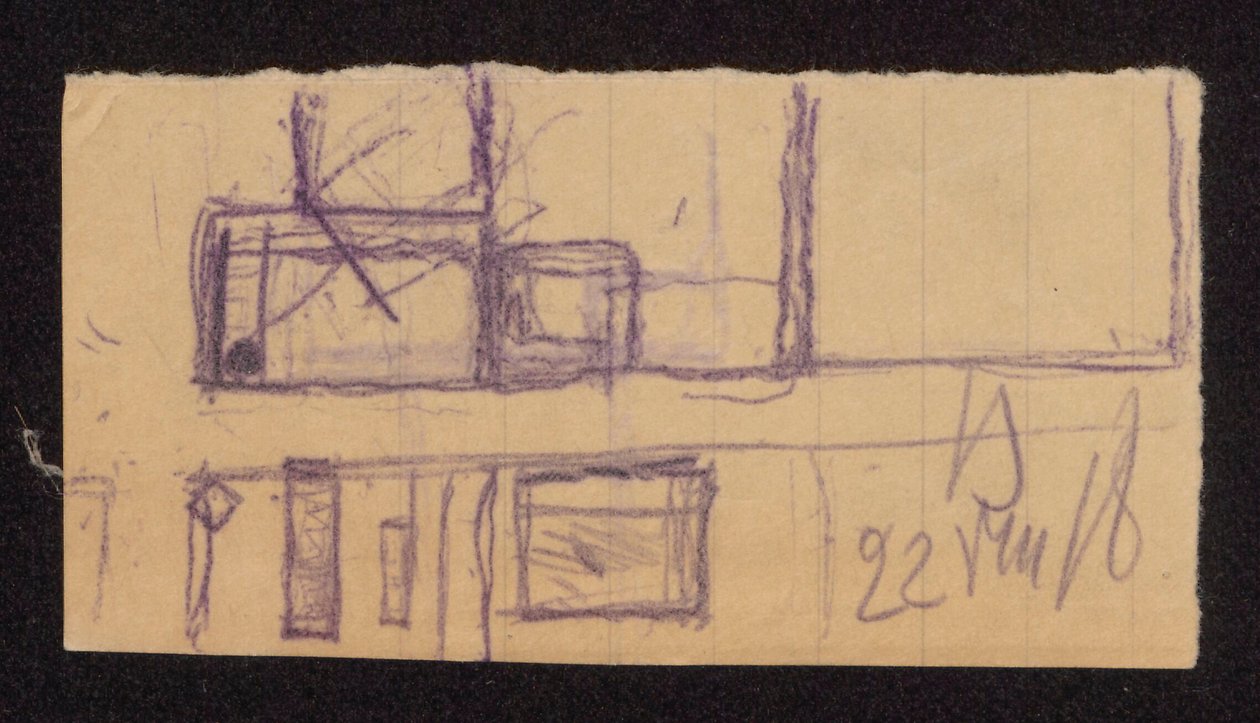 Entwürfe für den Umbau der "Mauer" in Bohdanów - Plan der Gutshofanlagen (?) af Ferdynand Ruszczyc