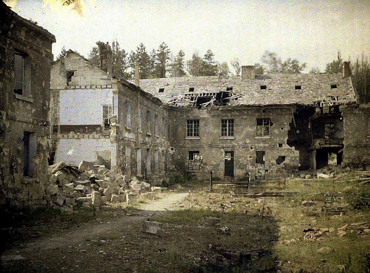 Glasfabrik, Vauxrot, Cuffies, Aisne, Frankrig, 1917 (autokrom) af Fernand Cuville
